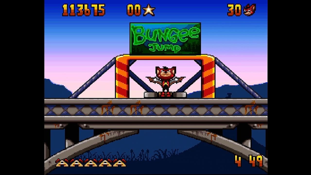 Aero prepares to take a leap from the Bungee Jump platform.