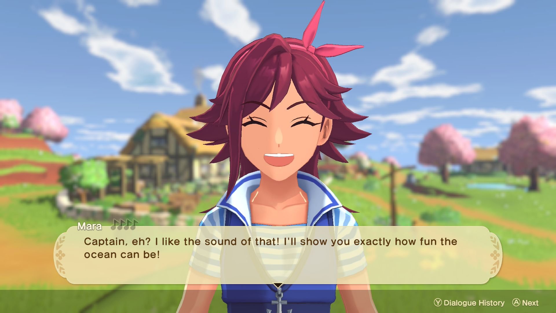 A woman named Mara with red hair looks forward to showing the player how fun the ocean can be.