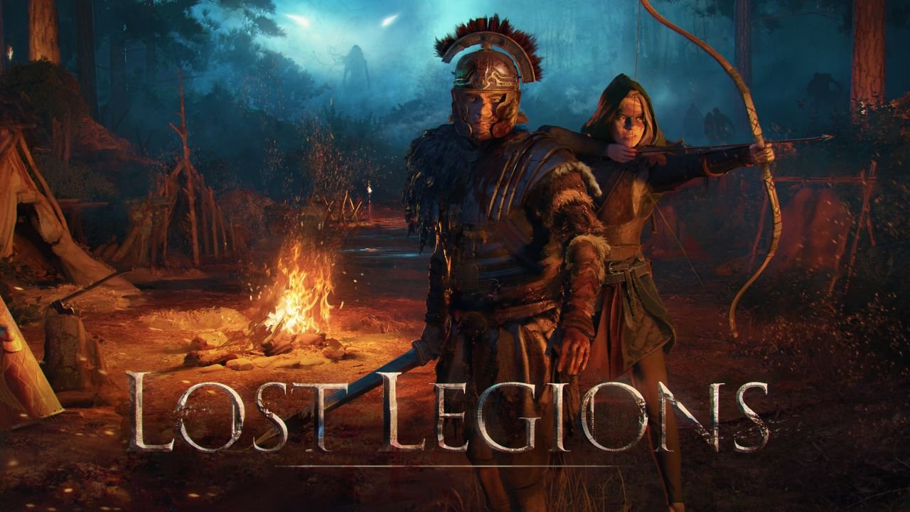 Lost Legions text, with a Roman soldier in heavy armor and an archer with a bow drawn behind it.