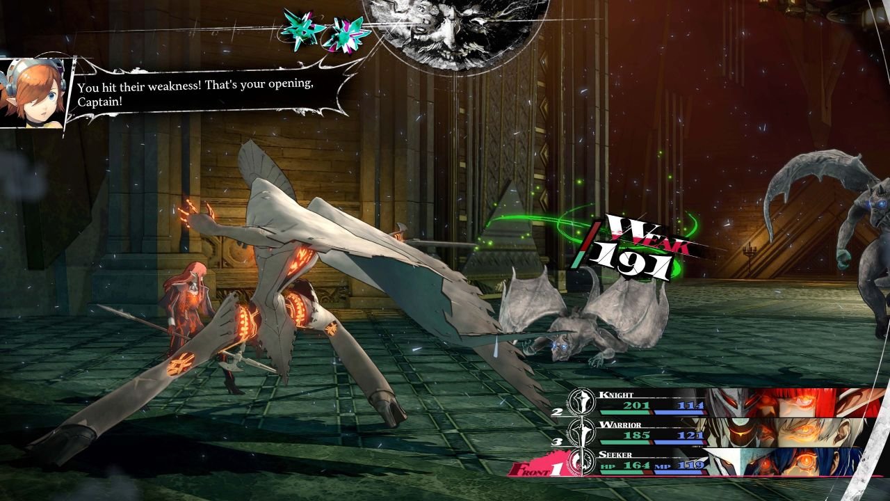 In combat, a foe has just been hit with an attack that exposes their weakness.