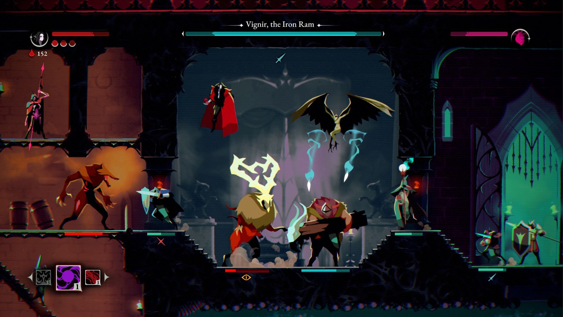 Various heroes invade Dracula's halls as he battles them in a confined space.