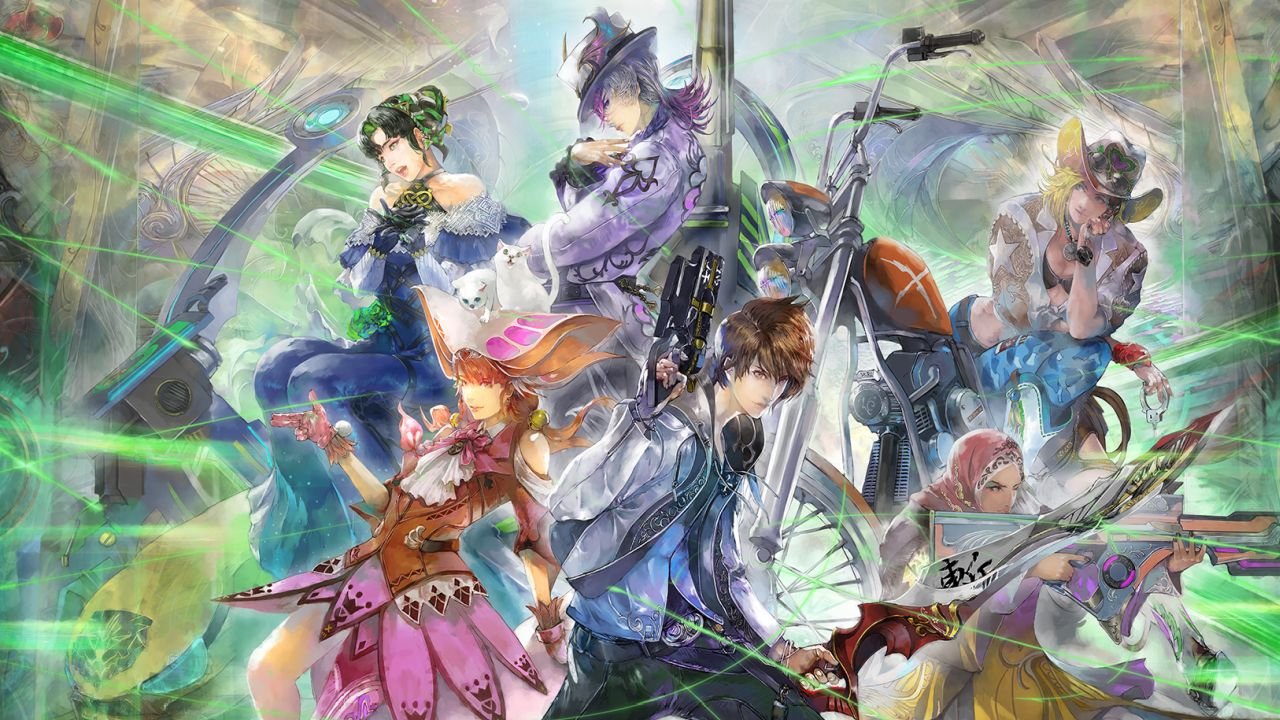 Key art is a collage showing six different characters in various garb, looking all hero-like in their poses.