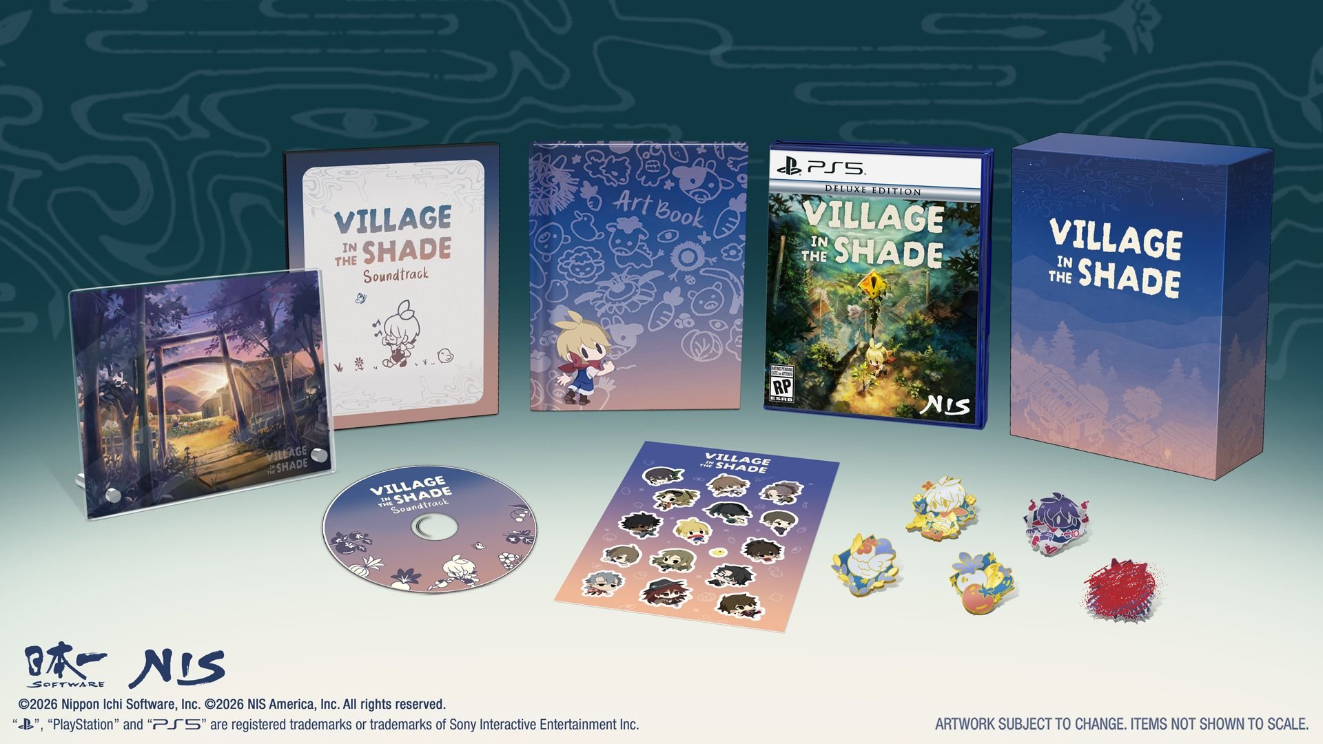 A glamshot showing placeholder packaging for the limited edition of Village in the Shade on PS5