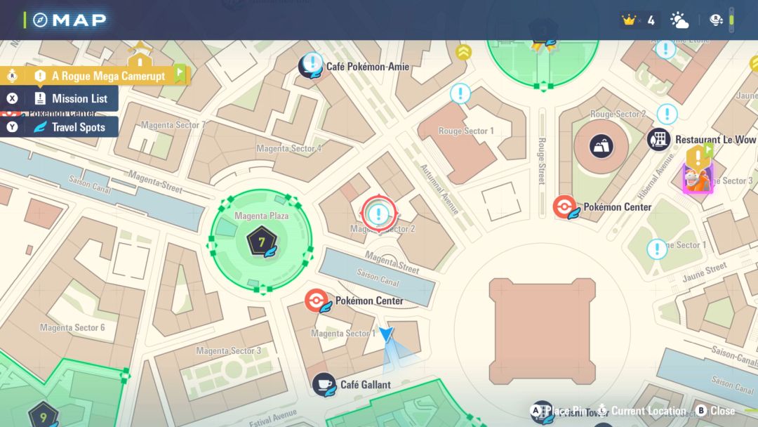 A map showing the location of the side mission, with the red circle icon around it.