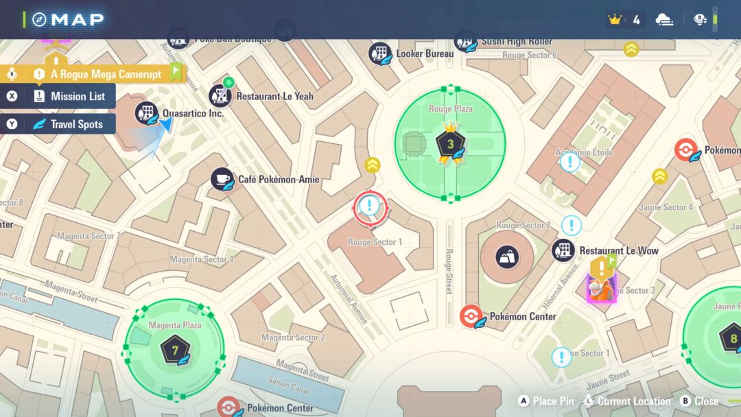 A map showing Hea's location not far southwest of Wild Zone 3.