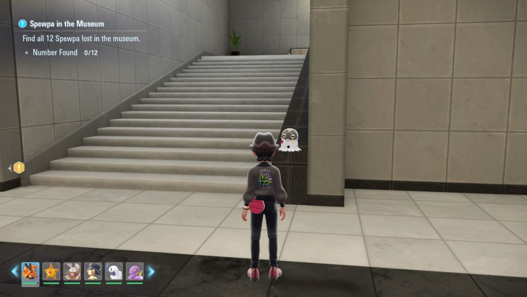 (01) A Spewpa sitting on the first-floor railing.