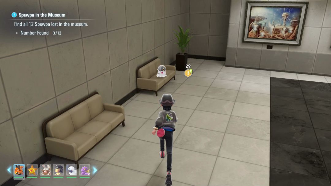 (04) A Spewpa resting on a sofa in the first room on the museum's second floor.