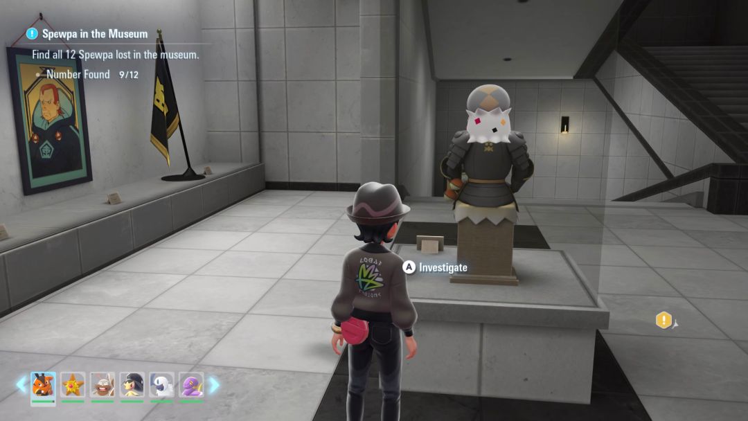 (10) Near the portraits on the wall stands a suit of armor with a Spewpa acting as its helmet.