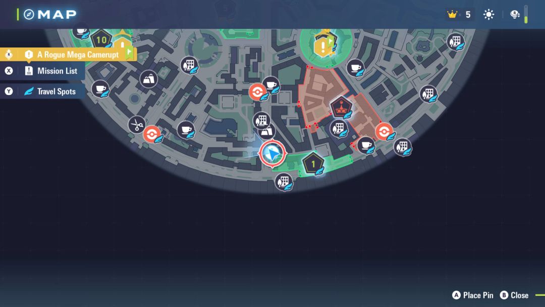 A map showing the location of Side Mission 023, which is located just north of Wild Zone 1's western edge.