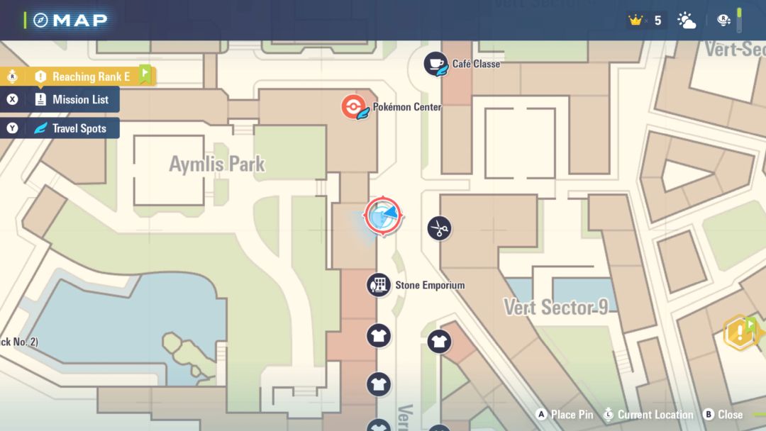 A location showing the meeting place with Arden, just north of the Stone Emporium.