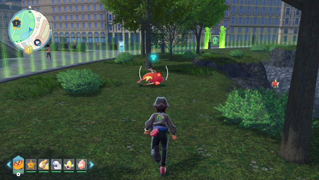 As the Pokemon Trainer approaches, an Alpha Magikarp flops about in the grass near the northeast portion of Wild Zone 2.