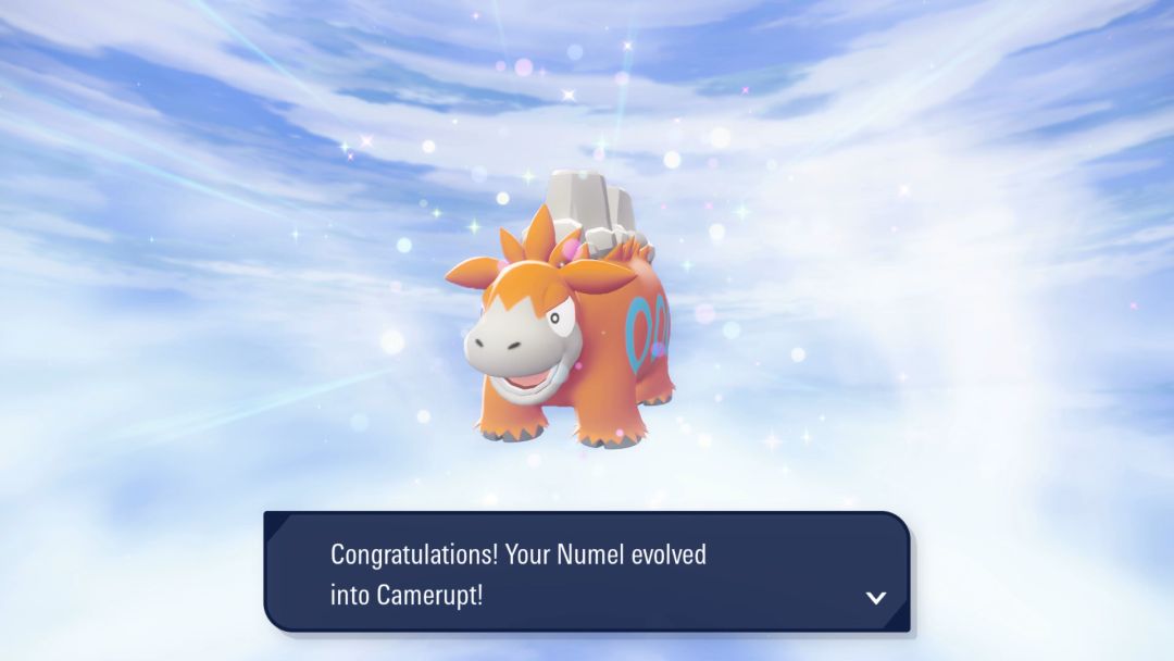 A progress report indicating the Numel has evolved into a Camerupt.