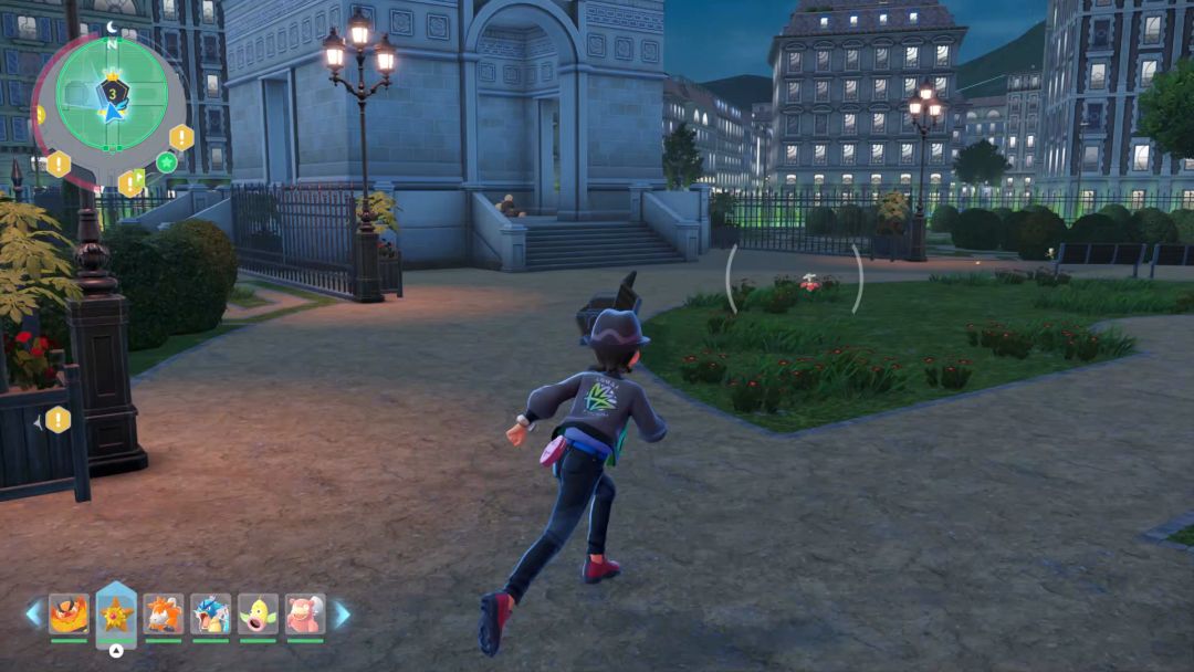 Running north through Wild Zone 3, the Pokemon Trainer looks left and spies a gray tower.