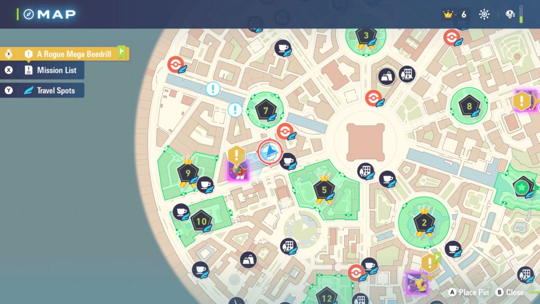 This map shows the location of Side Mission 43, right near Cafe Gallant.