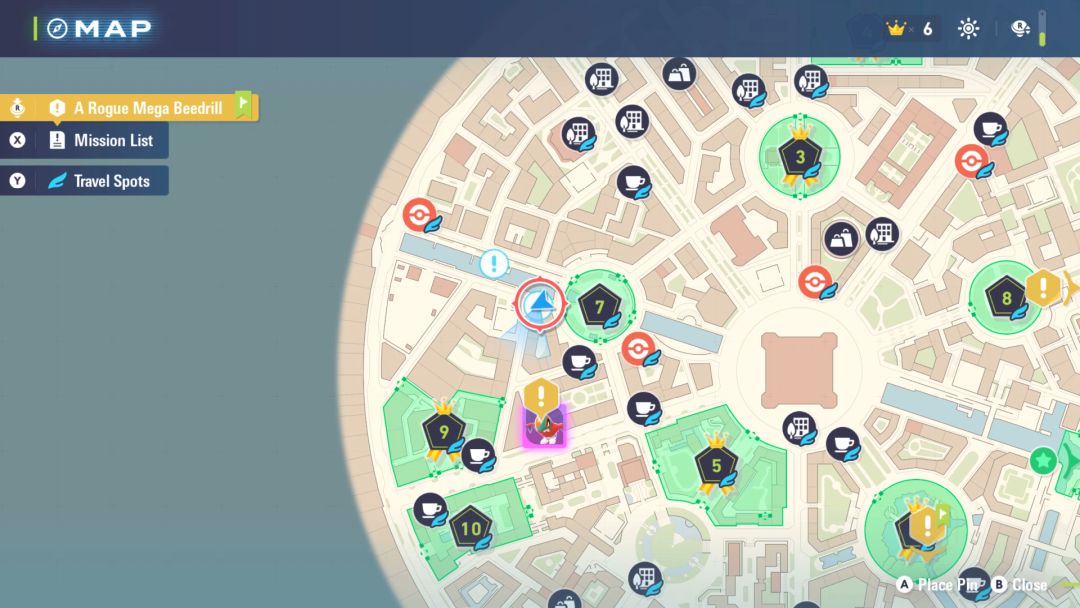 A map showing where Deb and Maxen wait with their side quest, west from Wild Zone 7.