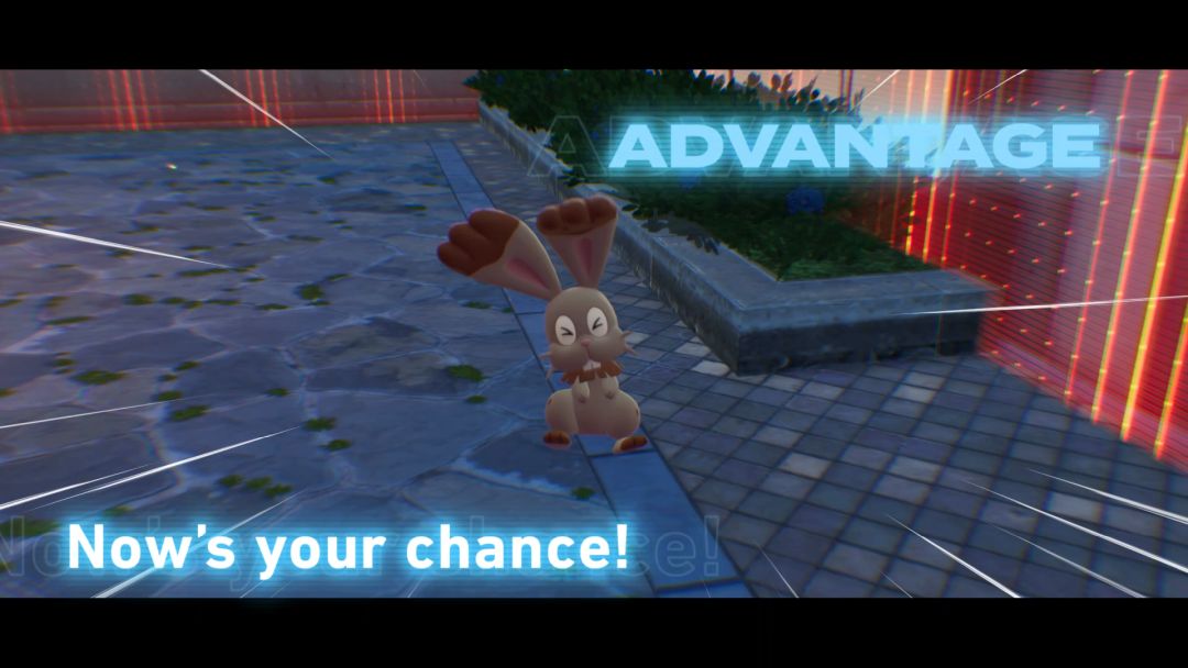 Bunnelby has been hit by a surprise Peck attack and the screen notes an Advantage attack is initiated.
