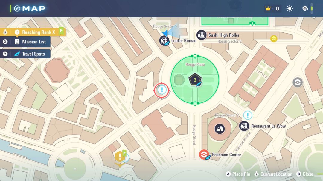 The map shows Sommi the Worker's location to the west of Wild Zone 3 in Rouge Plaza.
